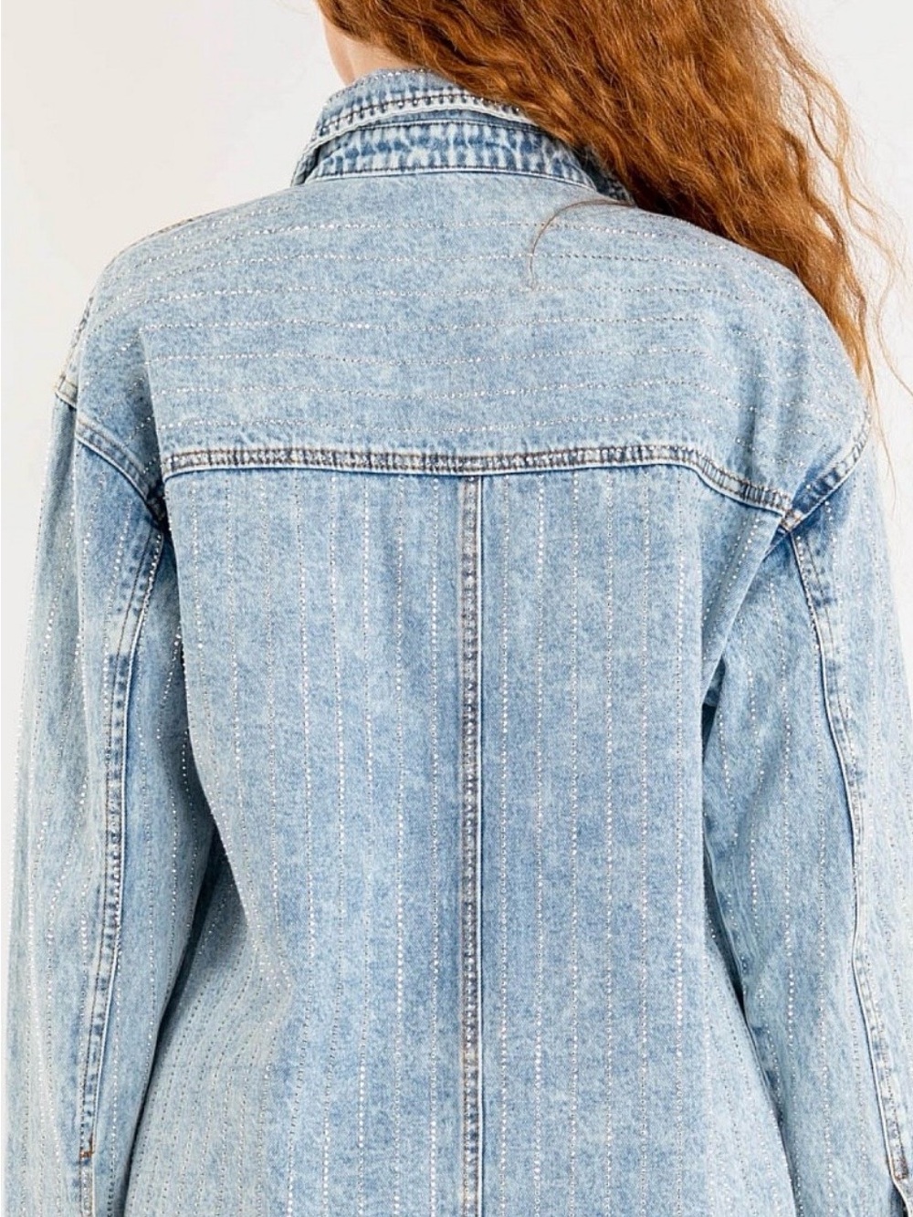 Blue Velvet Rhinestone Denim Jacket - Picture 2 of 4